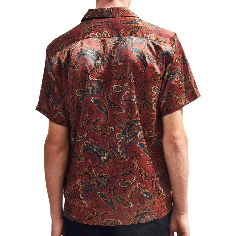 Urban Outfitters Satin Paisley Shirt Men's Small Retro Resort Festival Vacation - Picture 2 of 16